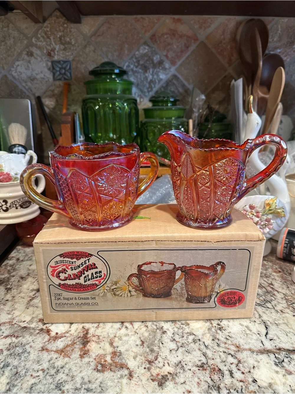 Indiana Glass Creamer & Sugar Set